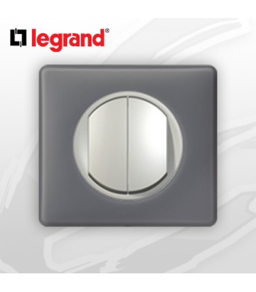 Poussoir Double complet Legrand Céliane Schiste Poudré (doigts larges)