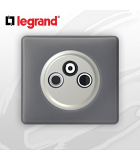 Prise TV-R-Sat simple complète Legrand Céliane Schiste Poudré (1 Câble)
