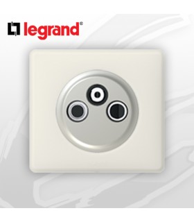 Prise TV-R-Sat simple complète Legrand Céliane Craie Poudré (1 Cable)