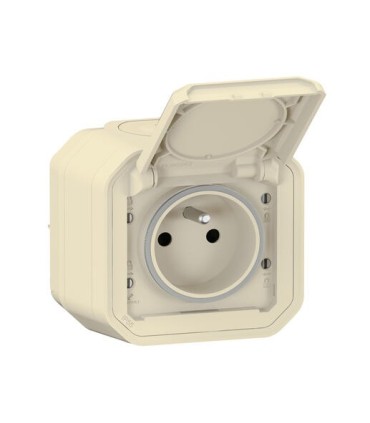 Prise de courant 2P+T Plexo complet saillie sable / Legrand