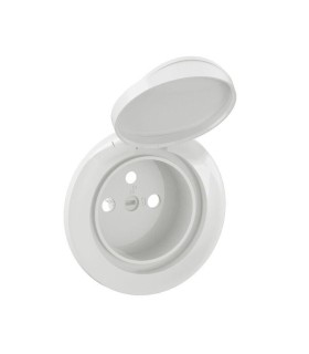 Enjoliveur IP44 Céliane prise de courant fort 2P+T Surface Confort à volet - Blanc