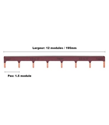 Barre pontage 1P lang. 10mm² marron 11 modules