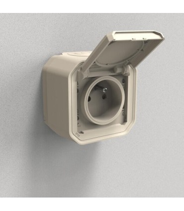 Prise de courant 2P+T Plexo complet saillie sable / Legrand