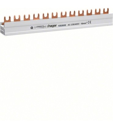 Barre de pontage 2P 80A à languette 16mm² 28 modules