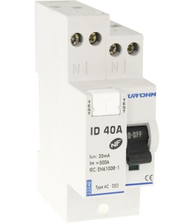 Interrupteur différentiel 40A 1P+N 30mA haut/haut Classe AC