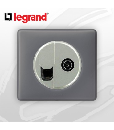 Prise RJ45 Cat 6 + TV complète Legrand Céliane Schiste Poudré