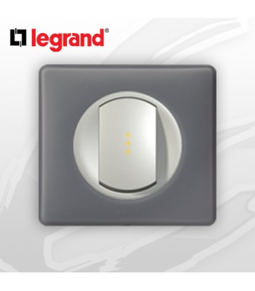 Poussoir Lumineux complet Legrand Céliane Schiste Poudré (doigt large)