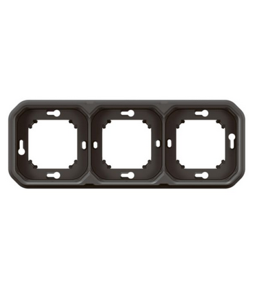 Plaque support 3 postes Plexo encastré horizontal ou vertical anthracite