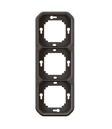 Plaque support 3 postes Plexo encastré horizontal ou vertical anthracite