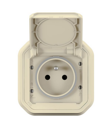 Prise avec griffes avec volet Plexo complet encastré Beige