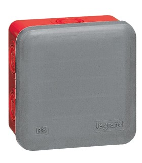 Boîte de dérivation carrée pour presse-étoupe Plexo dimensions 80x80x45mm RAL7037 et RAL3000
