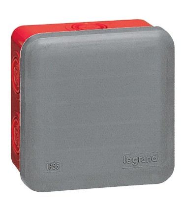 Boîte de dérivation carrée pour presse-étoupe Plexo dimensions 80x80x45mm RAL7037 et RAL3000