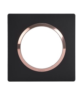 Plaque carrée Dooxie 1 poste finition noir bague cuivre