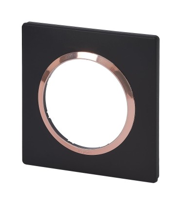 Plaque carrée Dooxie 1 poste finition noir bague cuivre