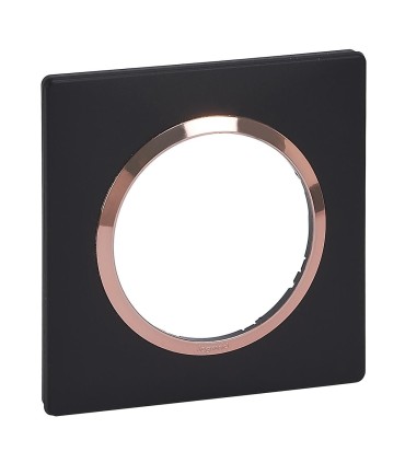 Plaque carrée Dooxie 1 poste finition noir bague cuivre