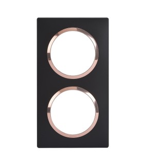 Plaque carrée Dooxie 2 postes finition noir bague cuivre