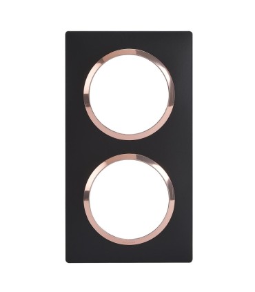 Plaque carrée Dooxie 2 postes finition noir bague cuivre