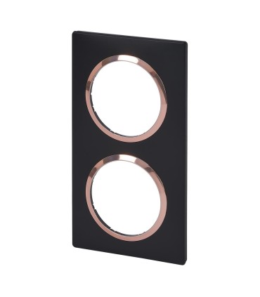 Plaque carrée Dooxie 2 postes finition noir bague cuivre
