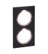 Plaque carrée Dooxie 2 postes finition noir bague cuivre