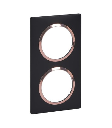 Plaque carrée Dooxie 2 postes finition noir bague cuivre