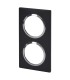Plaque carrée Dooxie 2 postes finition noir bague chromé