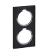 Plaque carrée Dooxie 2 postes finition noir bague chromé