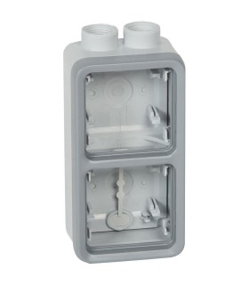 Boîtier PLEXO presse-étoupe composable gris 2 postes verticaux ISO 20