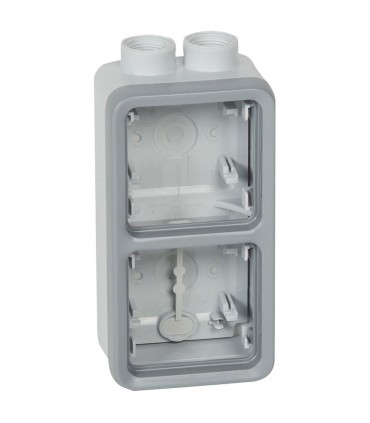 Boîtier PLEXO presse-étoupe composable gris 2 postes verticaux ISO 20