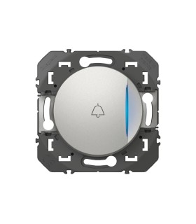 Poussoir simple Dooxie avec voyant lumineux marquage sonnette  finition alu