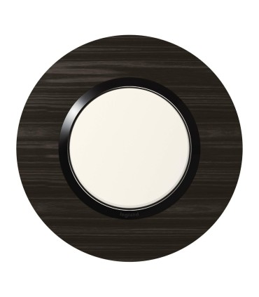 Plaque ronde Dooxie 1 poste finition effet bois ébène bague noire brillante