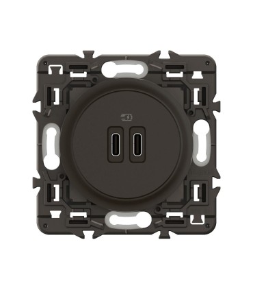 Prise 2 USB Céliane 20W Power Delivery Type-C+C enjoliveur Noir