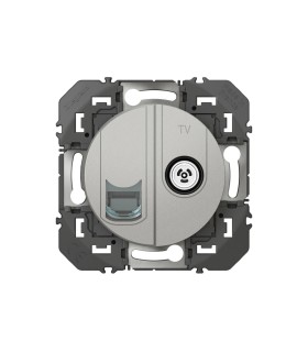 Prise TV + RJ45 catégorie 6 STP compacte Dooxie finition alu