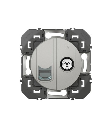 Prise TV + RJ45 catégorie 6 STP compacte Dooxie finition alu