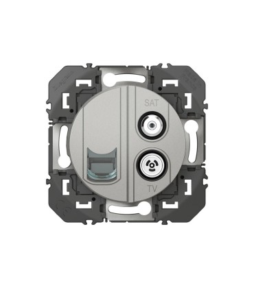 Prise TV-SAT + RJ45 catégorie 6 STP compacte Dooxie alu