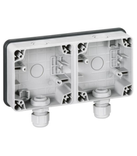 Boîtier étanche Plexo IP66 composable 2 postes horizontaux gris
