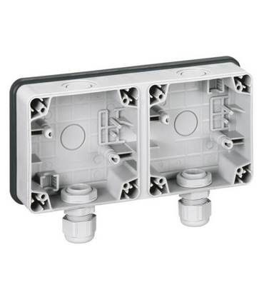 Boîtier étanche Plexo IP66 composable 2 postes horizontaux gris