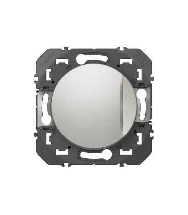 Interrupteur ou va-et-vient avec voyant lumineux Dooxie 10AX 250V~ enjoliveur Aluminium