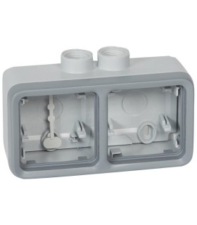 Boîtier 2 postes horizontaux à presse-étoupe PLEXO ISO20