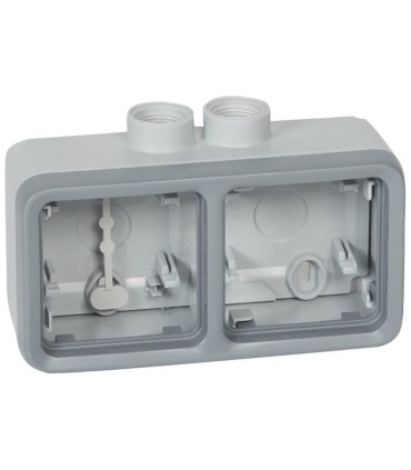 Boîtier 2 postes horizontaux à presse-étoupe PLEXO ISO20