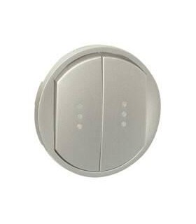 Enjoliveur Céliane pour double interrupteur, va-et-vient ou poussoir avec voyant - Titane