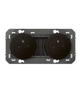 Double prise 2P+T Surface Dooxie 16A précâblées noir