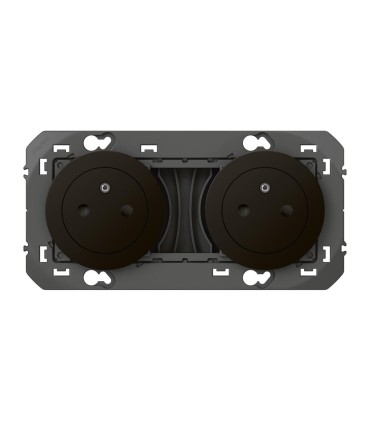 Double prise 2P+T Surface Dooxie 16A précâblées noir