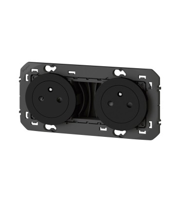 Double prise 2P+T Surface Dooxie 16A précâblées noir