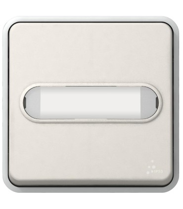Poussoir inverseur Plexo  lumineux NO+NF avec porte-étiquette composable IP55 enjoliveur blanc et lampe 12V