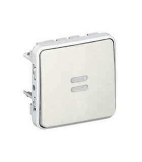Interrupteur ou va-et-vient témoin Plexo composable IP55 10AX enjoliveur blanc et lampe 230V