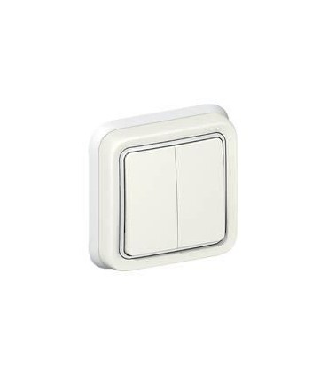 Double Interrupteur va et vient Plexo complet encastré blanc 10A IP 55