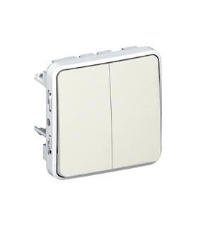 Double bouton poussoir composable Plexo blanc