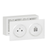Kit Dooxie prise Surface avec chargeur 2 USB Type A  3A précâblés avec cadre saillie blanc
