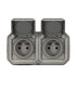 Prise de courant 2x2P+T horizontale Plexo complet saillie gris / Legrand