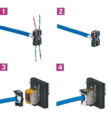 Double prise RJ45 Mosaic catégorie 6 FTP inclinées à 45° 2 modules blanc